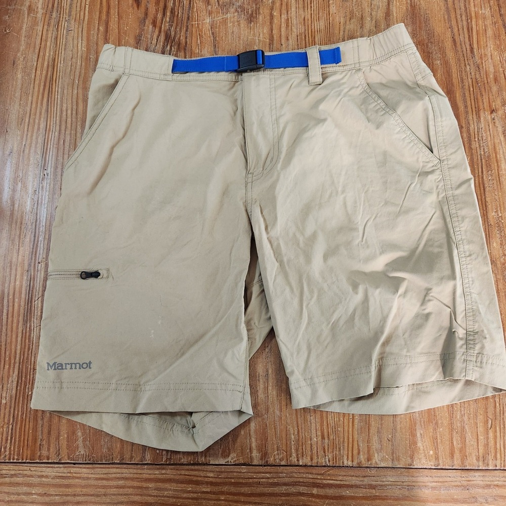 Marmot Men's Arch Rock 9in Hiking Shorts Hybrid Large 34 UPF Khaki Elastic Waist